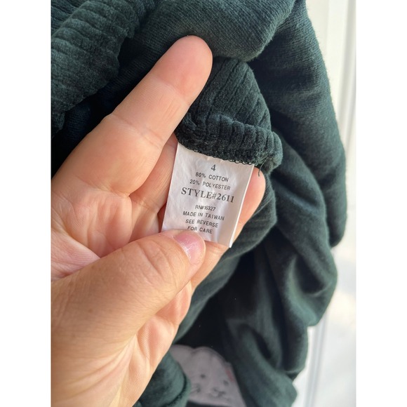 VTG Girls Green Corduroy Jumper Dress Kitty‎ Holiday Applique Pockets Dress Sz 4 - Picture 4 of 5